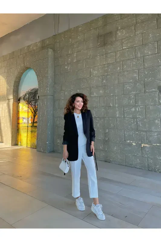 Kadın Belden Bağlamalı Blazer Ceket-siyah - 3