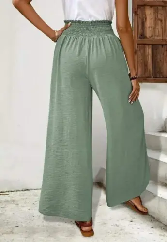 Kadın Beli Lastikli Bağcıklı önü Asimetrik Detaylı Aerobin Pantolon - 3