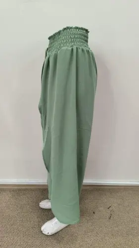 Kadın Beli Lastikli Bağcıklı önü Asimetrik Detaylı Aerobin Pantolon - 6