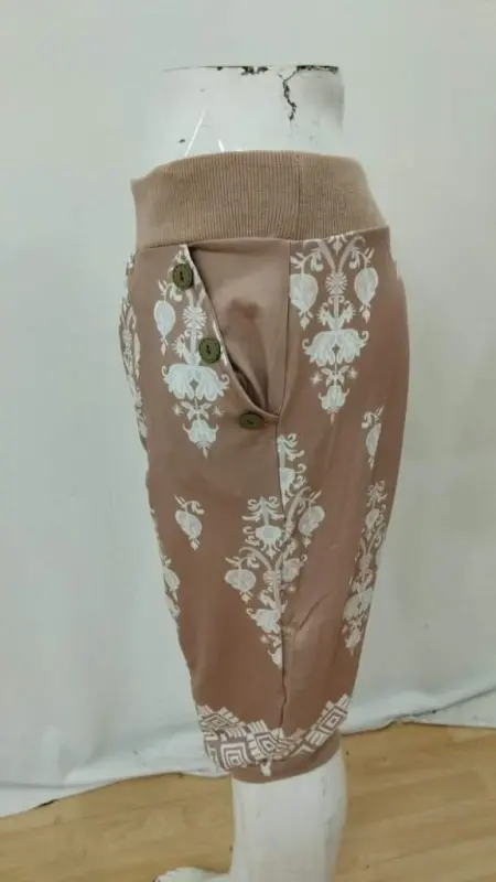 Kadın Beli Lastikli Etnik Desenli Kapri Süprem Pantolon - 8