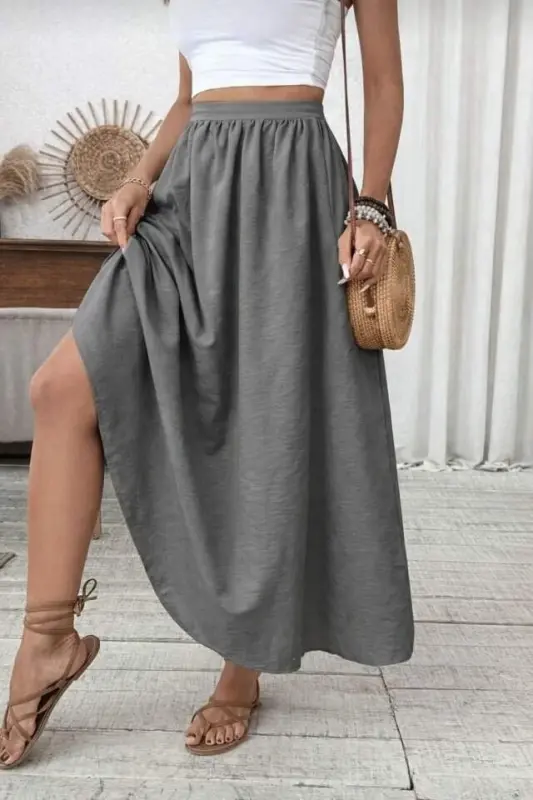 Kadın Beli Lastikli Paraşüt Kumaş Etek - BÜYÜKBEDENIZ