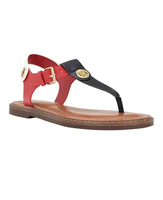 Women's Bennia Flat Thong Sandals - Red/Black/White - 1