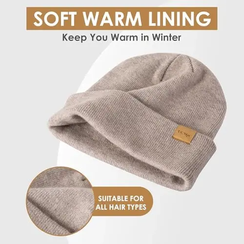 Womens Beanie Winter Hat Touchscreen Gloves Set Fleece Lined Skull Caps for Women Men - 2