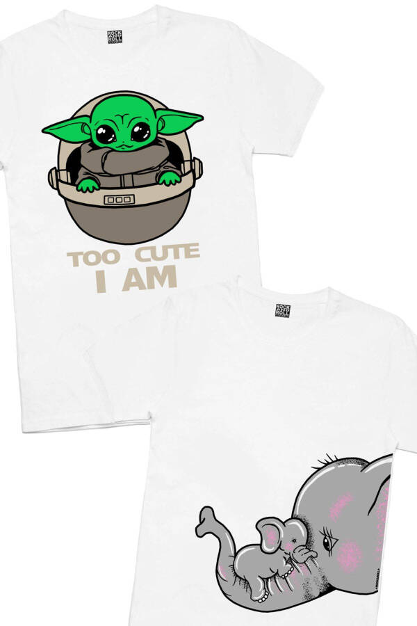 Kadın Beyaz Anne Bebek, Bebe Yoda 2'li Eko Paket T-shirt - 1