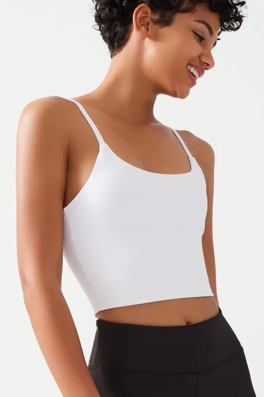 Kadın Beyaz Askılı Hafif Destekli Kaplı Spor Sütyeni Straps-Beyaz - 1