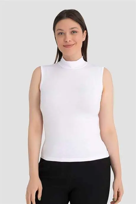 Kadın Beyaz Balıkçı Yaka 2'li Kolsuz Body - 2