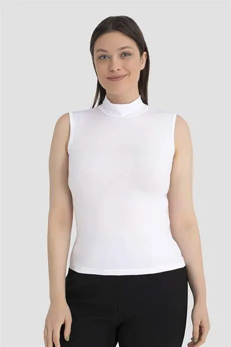 Kadın Beyaz Balıkçı Yaka Kolsuz Body 3'lü Paket - 4