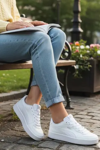 Kadın Beyaz Günlük Spor Ayakkabı Comfort Model RS-9 - Beyaz-SKY-R9 