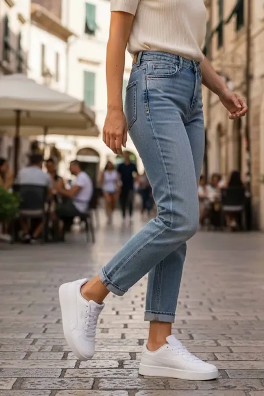 Kadın Beyaz Günlük Spor Ayakkabı Comfort Model RS-9 - Beyaz-SKY-R9 - 2