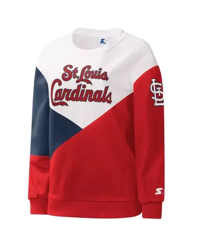 Women's White, Red St. Louis Cardinals Shutout Pullover Sweatshirt - White, Red - 2