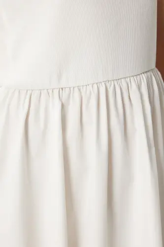 Kadın Beyaz Kolsuz Üstü Örme Elbise FN03257-Beyaz - 6