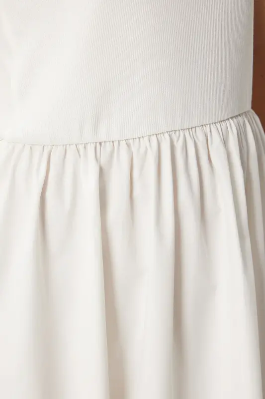 Kadın Beyaz Kolsuz Üstü Örme Elbise FN03257-Beyaz - 6