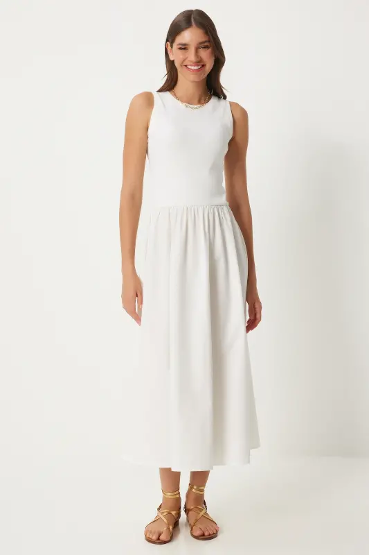 Weißes ärmelloses Strickkleid für Damen FN03257 - Weiß - 2