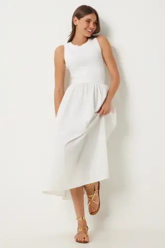 Weißes ärmelloses Strickkleid für Damen FN03257 - Weiß - 3