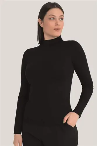 Kadın Beyaz - Siyah Balıkçı Yaka Uzun Kollu Body 2'li Paket - 6