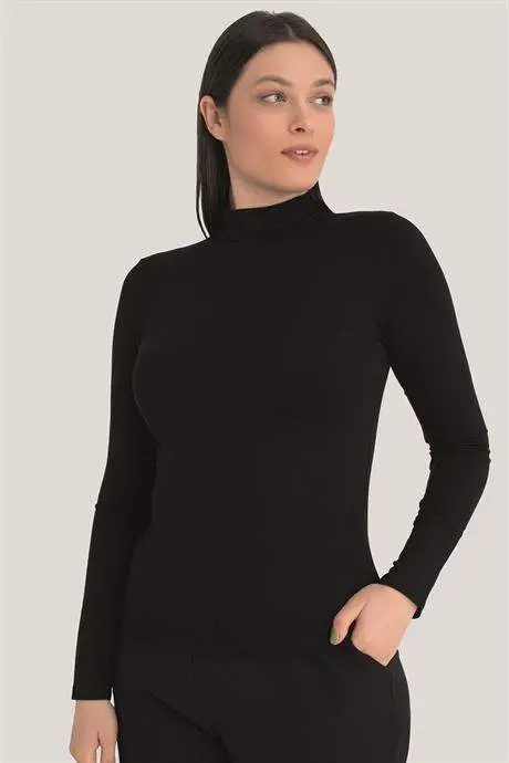 Kadın Beyaz - Siyah Balıkçı Yaka Uzun Kollu Body 2'li Paket - 6