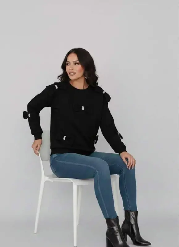 Kadın Bisiklet Yaka Fiyonk Detay BluZ - 3