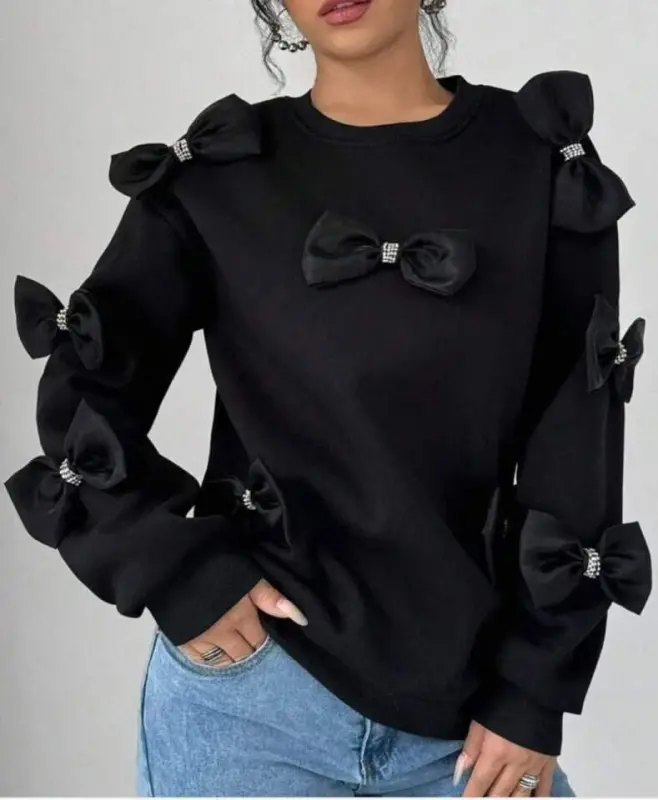 Kadın Bisiklet Yaka Fiyonk Detay BluZ - BÜYÜKBEDENIZ