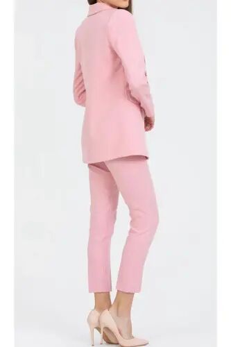 Kadın Blazer Ceket Kemerli Pantolon Takım Açık Pembe - AçıkPembe - 2