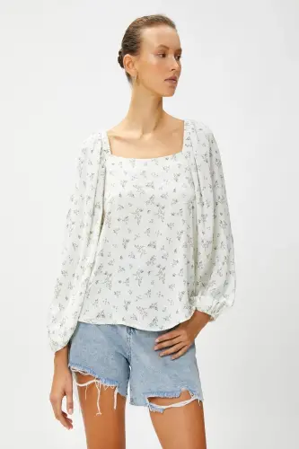 Kadın Bluz-Renkli / Yeşil Desenli - 3