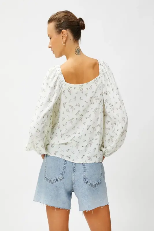 Kadın Bluz-Renkli / Yeşil Desenli - 4