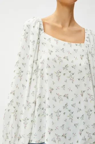 Kadın Bluz-Renkli / Yeşil Desenli - 5