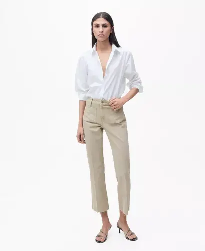 Women's Flared Cropped Jeans - Pastel Green - 1