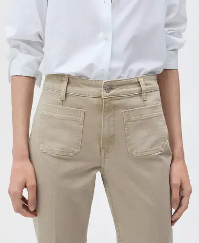 Women's Flared Cropped Jeans - Pastel Green - 5