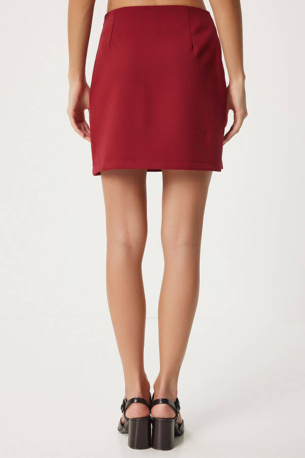Kadın Bordo Fiyonk Detaylı Mini Dokuma Etek UL00043-Bordo - 5