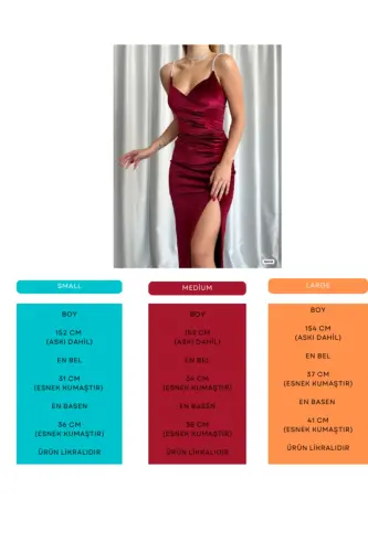 Kadın Bordo Taş Askılı Yırtmaçlı Kadife Kumaş Abiye Elbise Nişan Düğün Mezuniyet Elbisesi-Bordo - 6