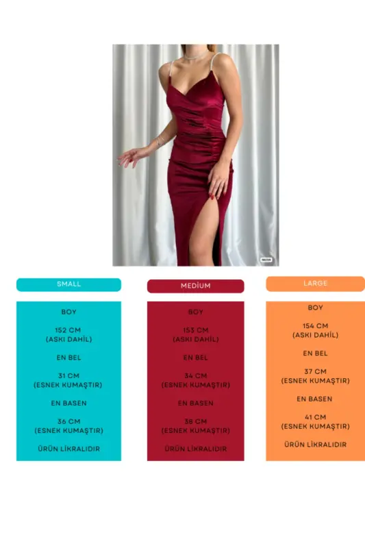 Kadın Bordo Taş Askılı Yırtmaçlı Kadife Kumaş Abiye Elbise Nişan Düğün Mezuniyet Elbisesi-Bordo - 6