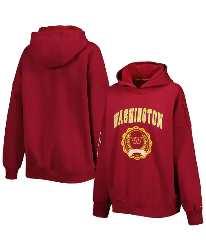 Women's Burgundy Washington Commanders Becca Drop Shoulder Pullover Hoodie - Burgundy - 3