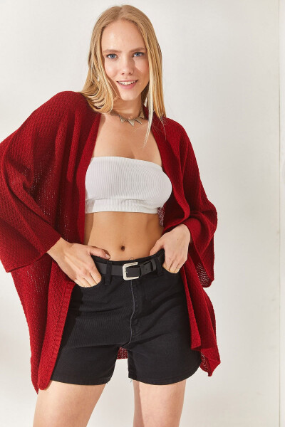 Kadın Bordo Yarasa Baharlık Hırka HRK-19000057-Bordo 