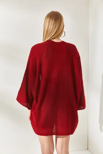 Kadın Bordo Yarasa Baharlık Hırka HRK-19000057 