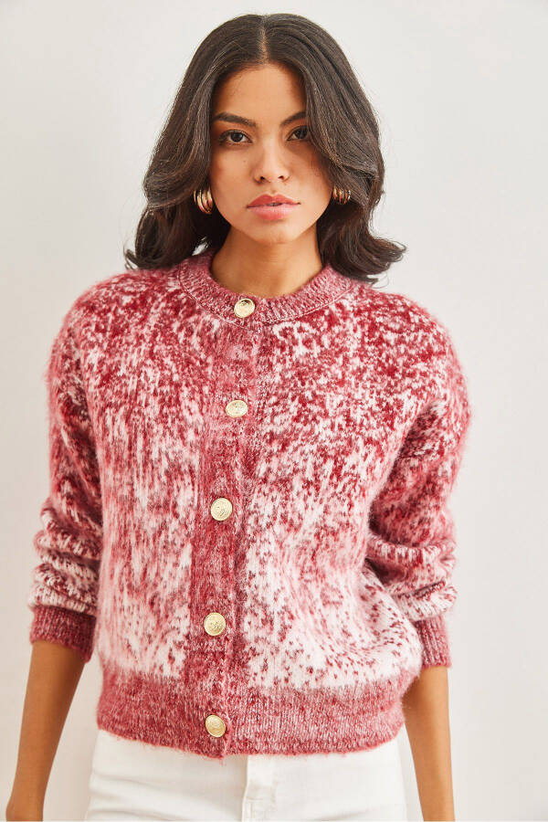 Kadın Bordo Yumuşak Dokulu Degrede Kalın Hırka HRK-19000274-Bordo - 2