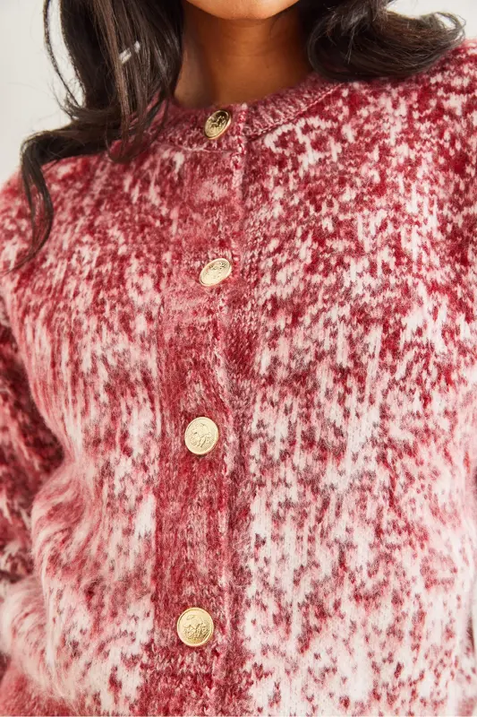 Kadın Bordo Yumuşak Dokulu Degrede Kalın Hırka HRK-19000274 - Bordo - 6