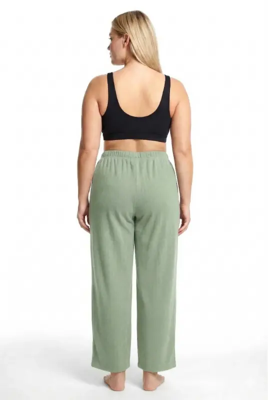 Kadın Büyük Beden Rahat Kesim Cepli Pijama Altı Yeşil - 1