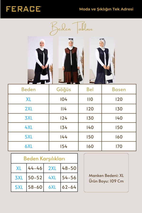 Kadın Büyük Beden Yelek Anne Uzun Ve Taslı Kahverengi - 2