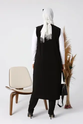 Kadin Buyuk Beden Yelek Anne Uzun Ve Tasli Mürdüm-Mürdüm - 8