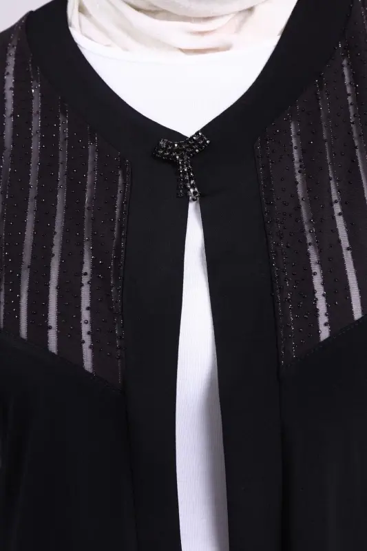 Kadin Buyuk Beden Yelek Anne Uzun Ve Tasli Siyah-Siyah - 3