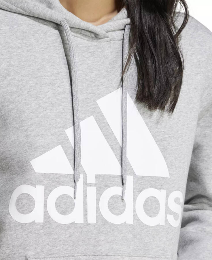 Kadın Büyük Logolu Kapüşonlu Sweatshirt Orta Gri Melanj - 4