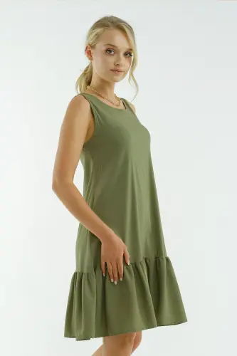 Kadın Çağla Yeşili Kolsuz Eteği Fırfırlı Elbise Arm-18y001156-Çağla Yeşili - 2