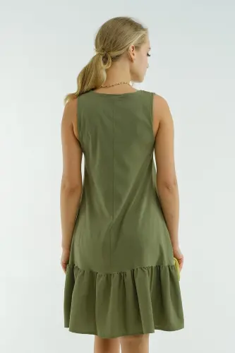 Kadın Çağla Yeşili Kolsuz Eteği Fırfırlı Elbise Arm-18y001156-Çağla Yeşili - 4