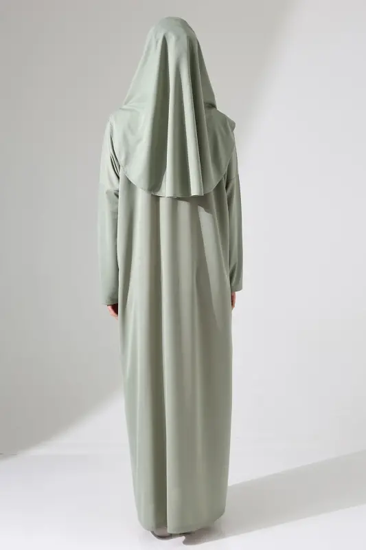 Kadın Çantalı Pratik Tek Parça Namaz Elbisesi - Mint-Mint - 8