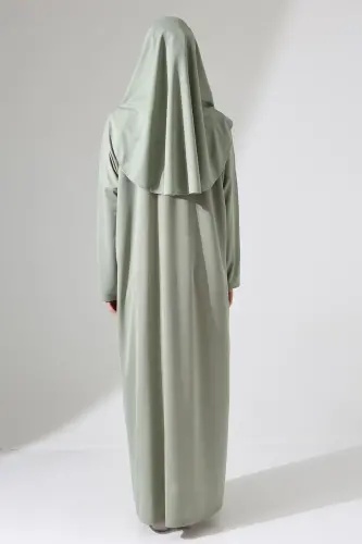 Kadın Çantalı Pratik Tek Parça Namaz Elbisesi - Mint - Mint - 8