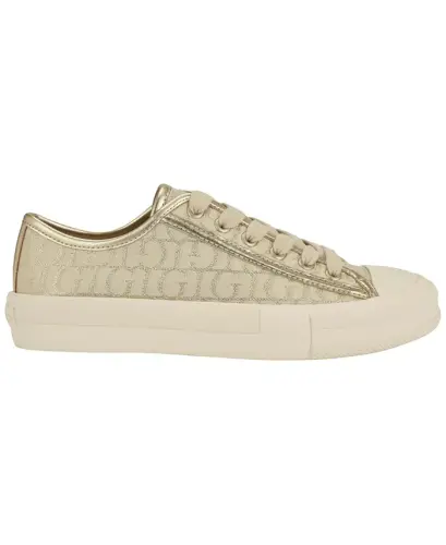 Women's Carey Jacquard Logo Lace-Up Sneakers - Gold Logo - GUESS (1)