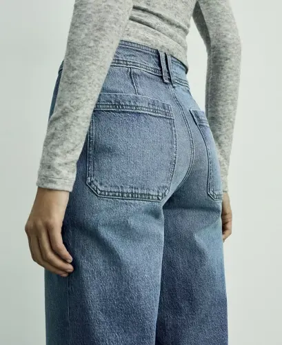 Women's Catherin Culotte High-Rise Jeans - Medium Blue - MANGO (1)
