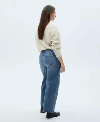 Women's Catherin Culotte High-Rise Jeans - Medium Blue - 5