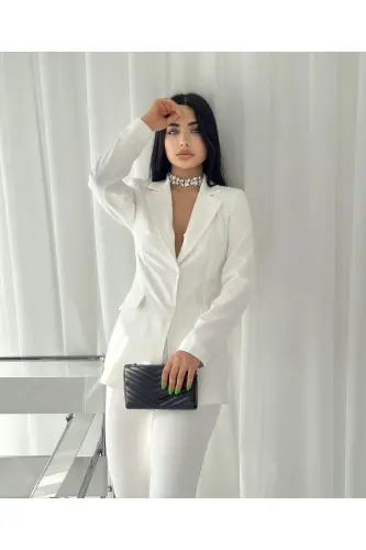 Kadın Ceket Pantolon Takım Beyaz - Beyaz - 3