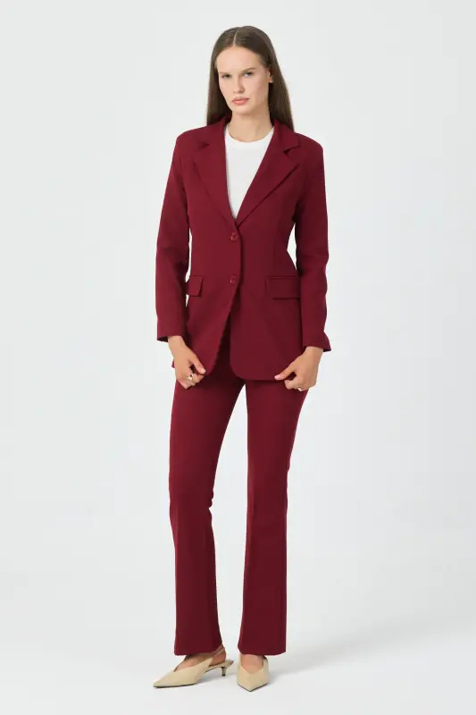 Kadın Ceket Pantolon Takım Bordo - Bordo - PEMBEKURDELEM